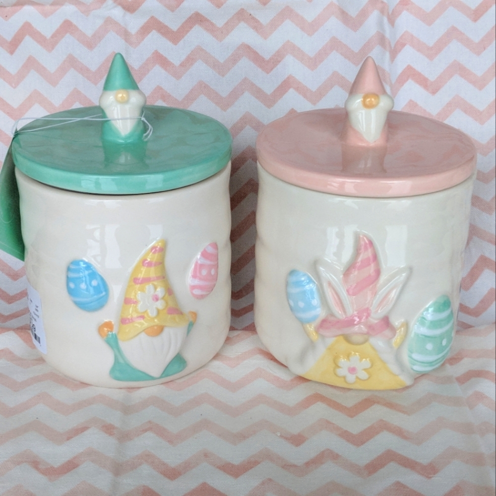 2 New - Easter Spring Boy or Girl Canister Set- over 7" design on both sides